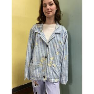 Vintage Sugar Street Weavers Chenille Abstract Butterfly Cardigan Jacket M/L